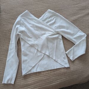 AKIRA Asymmetrical White Long Sleeve Top